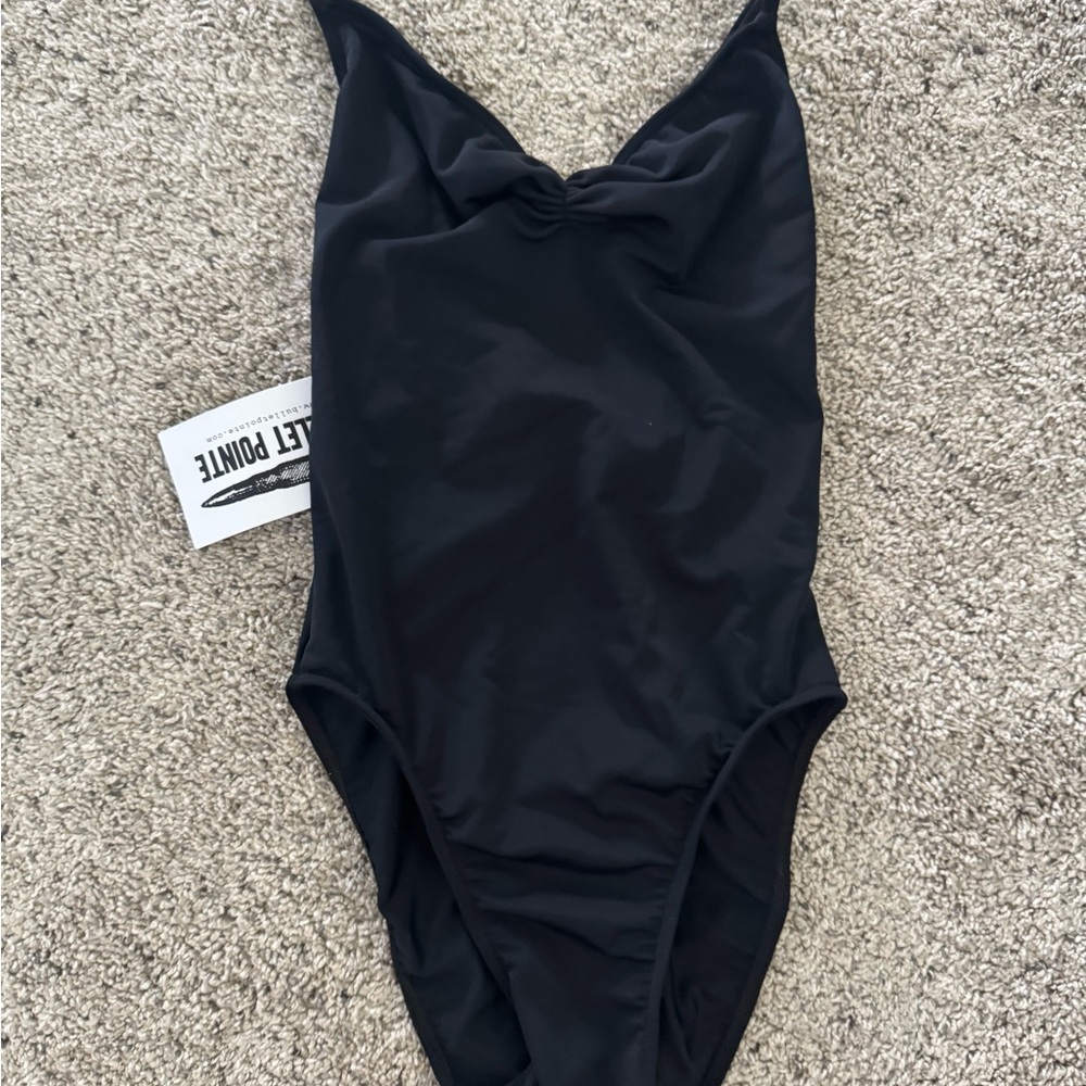 Bullet Pointe pinch front black leotard NWT
